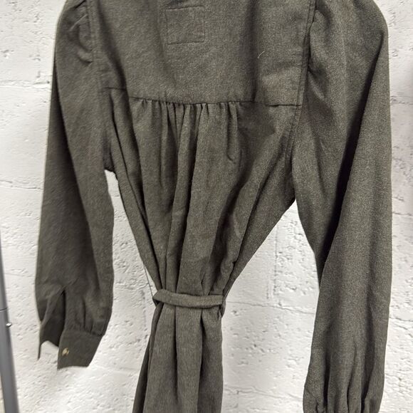 RAILS Heavy Olive Green Belted Long Sleeve Dress Jacket - Button Down - Picture 4 of 4